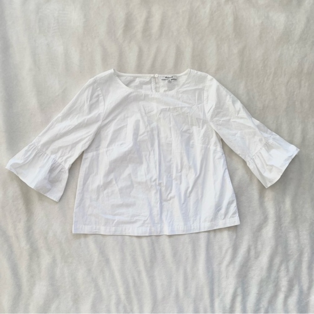 Madewell White Cotton Bell-Sleeve Blouse